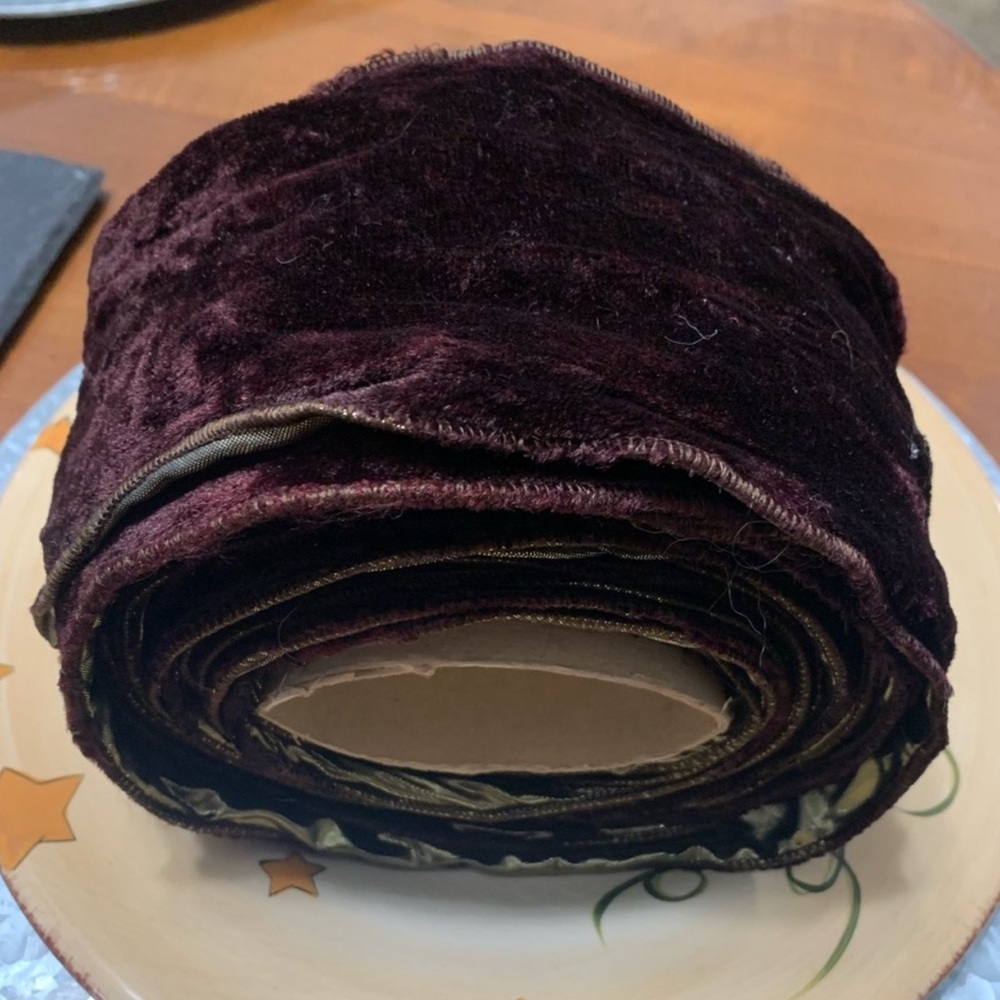 Crushed velvet/gold 4” wide ribbon 10 yards